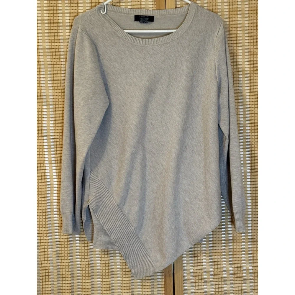 Verve Ami Womens XL Sweater Tan Heather Asymmetrical Hem Boho Coastal Preppy